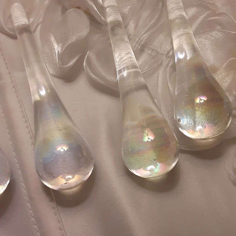 Three Murano Style Glass Iridescent Teardrops Chandelier Pieces Suncatcher - Picture 4 of 11